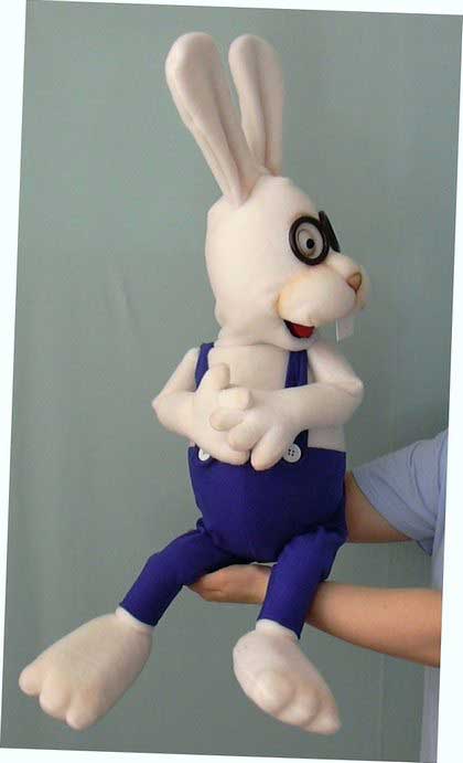 Rabbit Puppet Ventriloquist.Play.Educational moving mouth and squeaker 