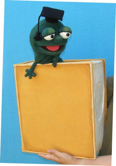 Book with bookworm foam puppet