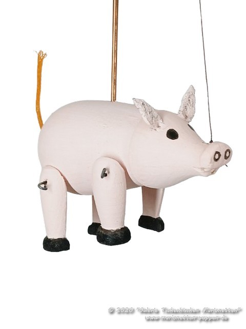 Piglet wood marionette