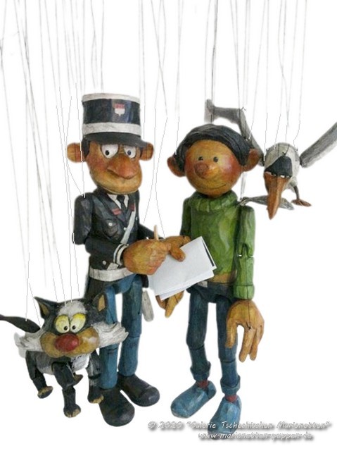 Gaston lagaffe wood marionettes