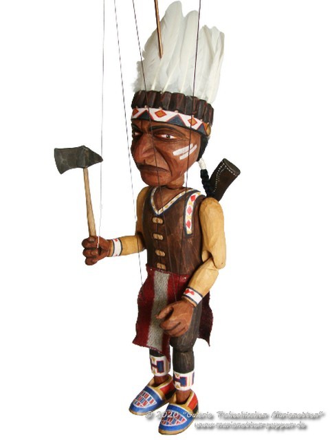 Indian chieftain wood marionette