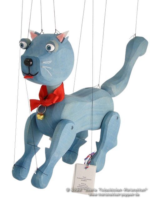 Cat wood marionette