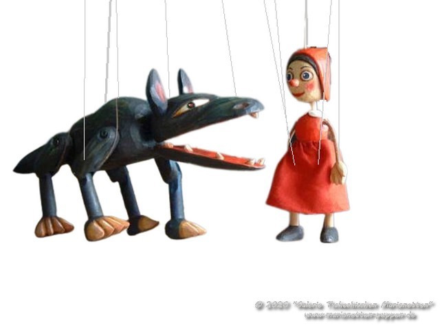 Little Red Riding Hood and wolf marionettes