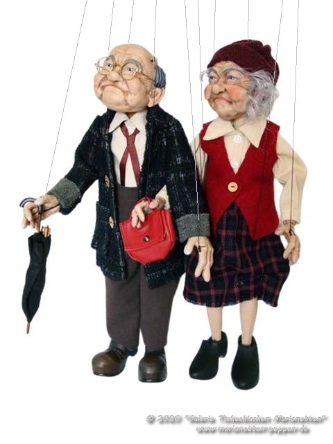 Senior couple marionettes