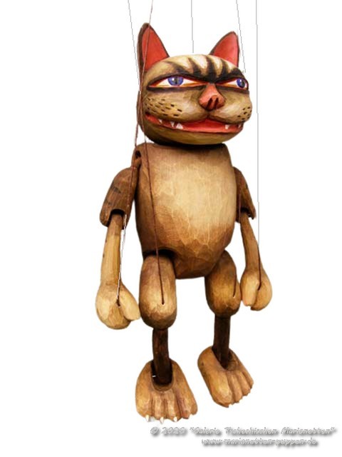 Cat wood marionette