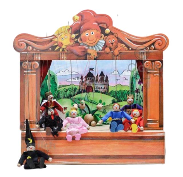 Home puppets theater and 8 marionettes 