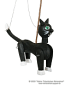 Cat black wood marionette