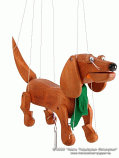 Dachshund wood marionette