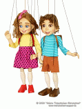 Schoolboy and Schoolgirl marionettes 