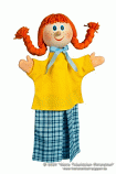 Girl with braids hand puppet 