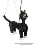 Cat black wood marionette