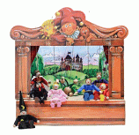 Home puppets theater and 8 marionettes 